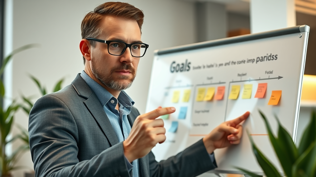 long-term marketing strategy for small business mapping goals on whiteboard