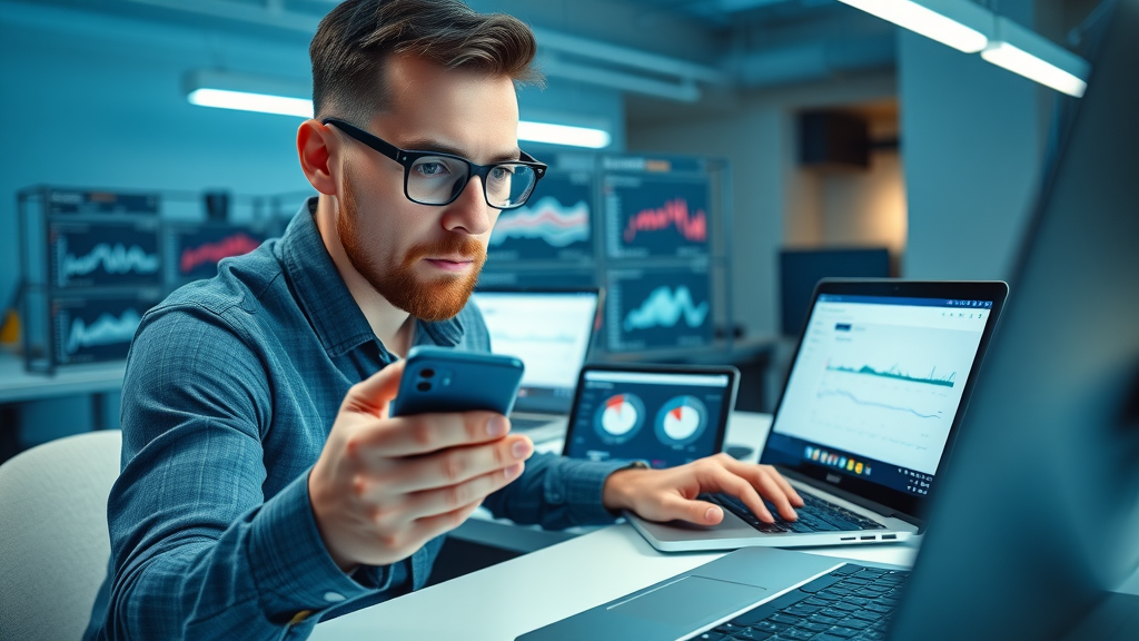 Web developer testing mobile site speed for improved Google Search performance