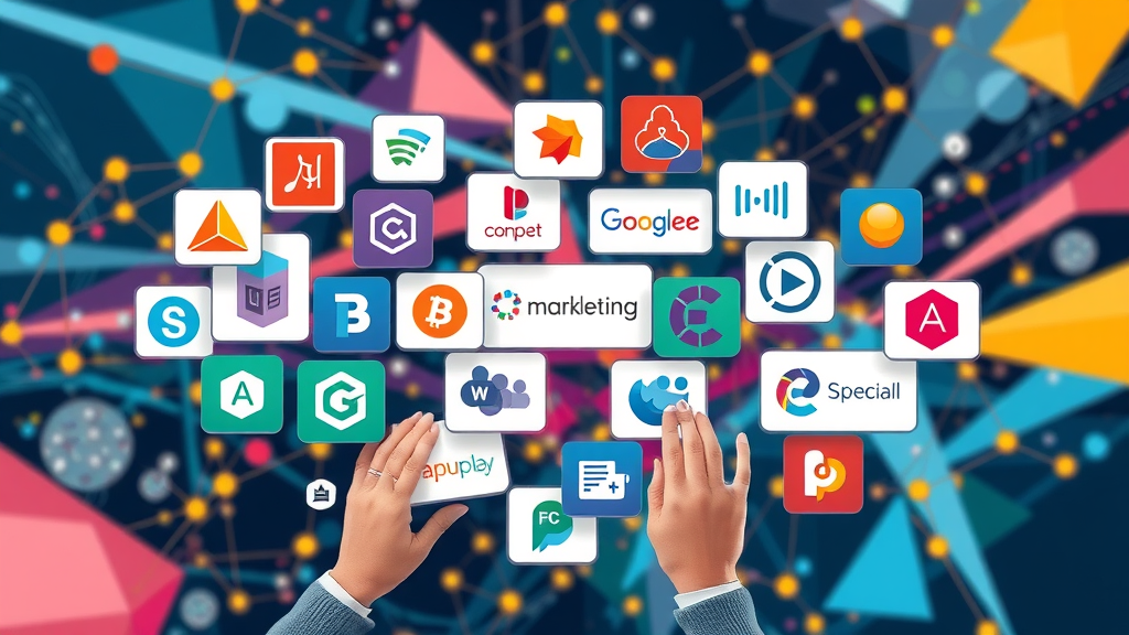 logos popular marketing automation platforms small business abstract tech workspace