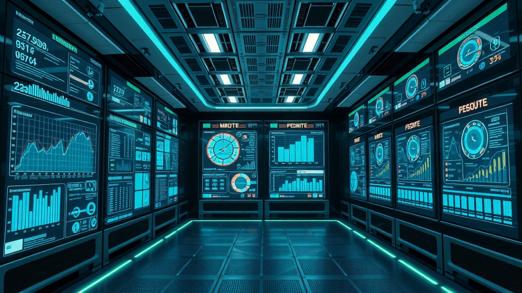 Server room digital dashboard monitoring site health with free seo tools