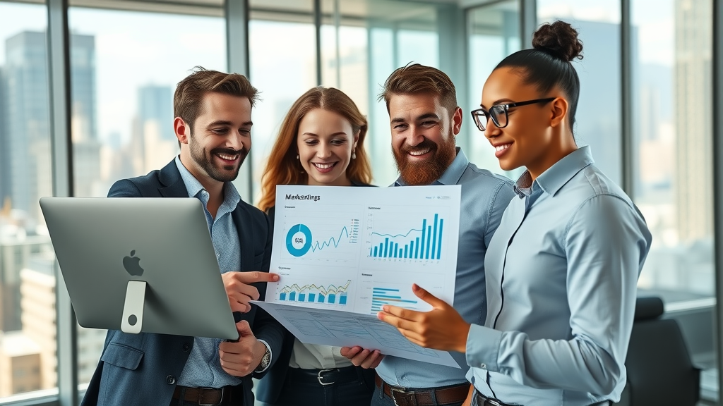 lead generation strategies for small business team reviewing digital marketing analytics