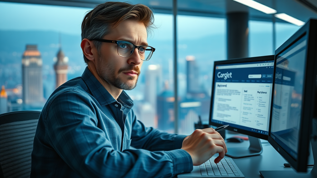 keyword research - content creator analyzing keyword tools for ranking high on google, dual monitor digital workspace