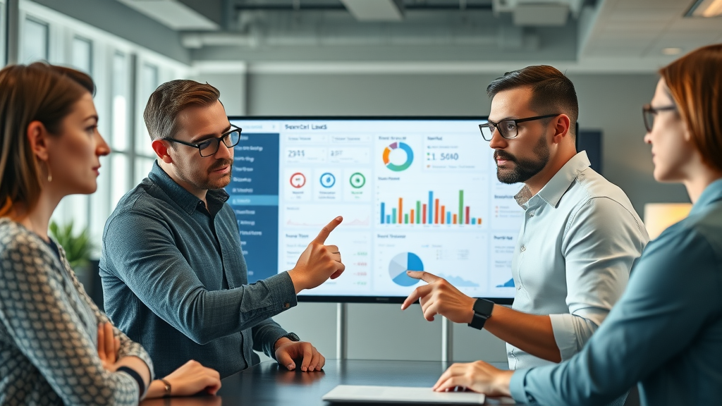 Marketers comparing quality leads vs potential leads on a digital dashboard, lead generation techniques