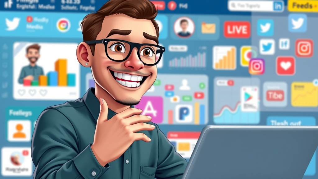 Digital marketer using social media lead generation techniques, interacting with campaign metrics