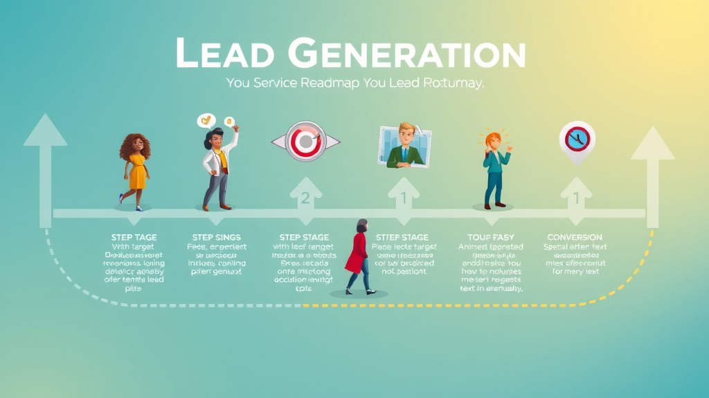 Step-by-step visual roadmap for lead generation techniques, animated infographic