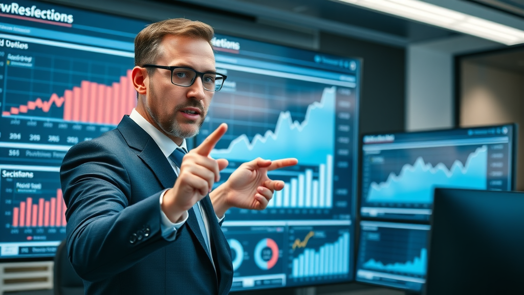 inspirational upward graph over website dashboard, business expert discussing SEO improvements and search engine ranking