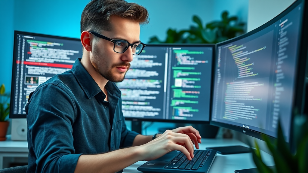 developer coding advanced schema markup for SEO, focusing on structured data implementation to boost search engine optimization