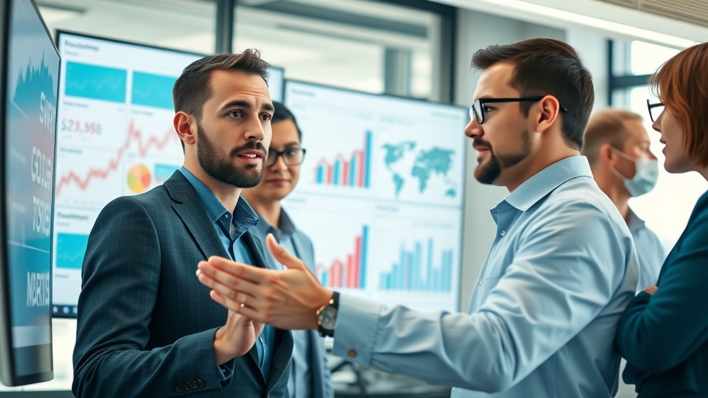 business analytics dashboard modern office lead generation graphs sales team