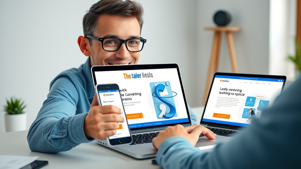 sleek business landing page cta conversion minimal workspace