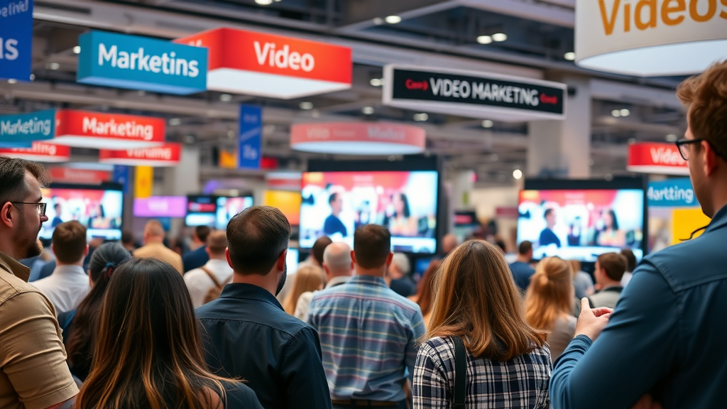video marketing strategies conference with social media display screens