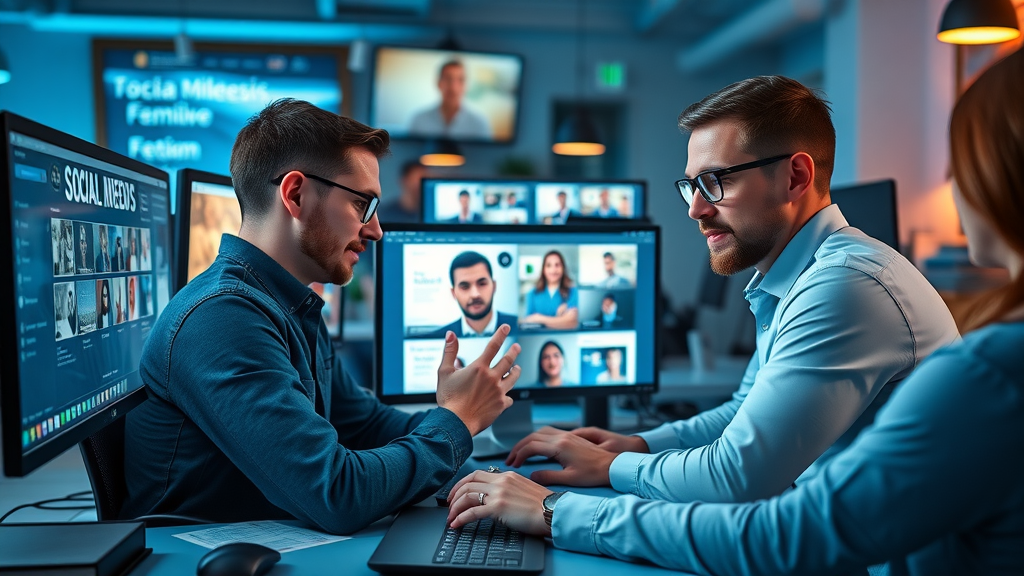 social media team scheduling video content for maximum reach