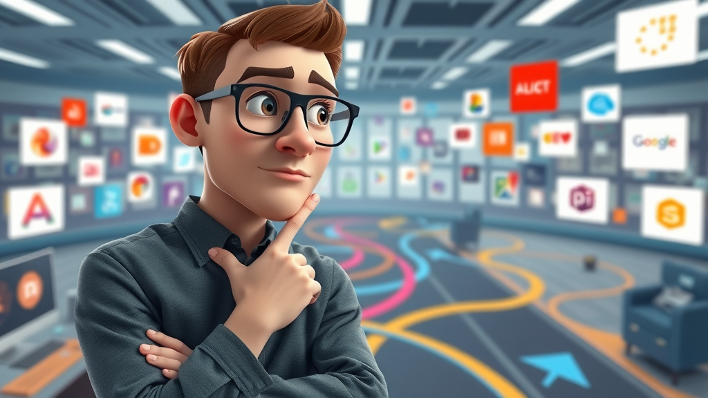 thoughtful marketing director comparing best lead generation tools for marketers among software solutions