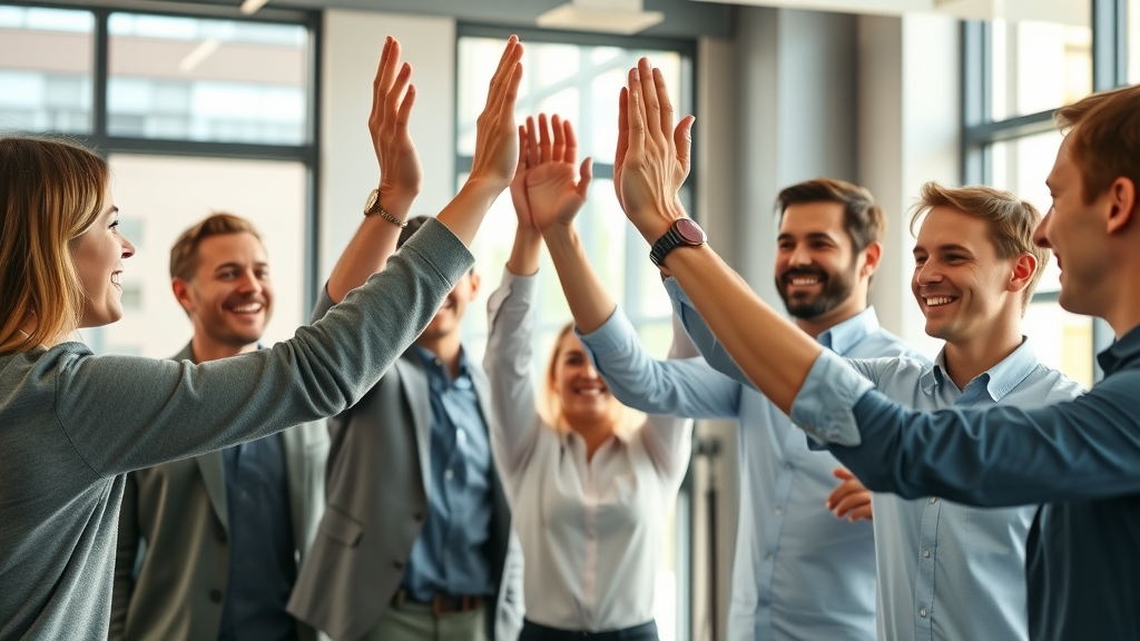 success-driven team celebrating results from best lead generation tools for marketers with growth charts