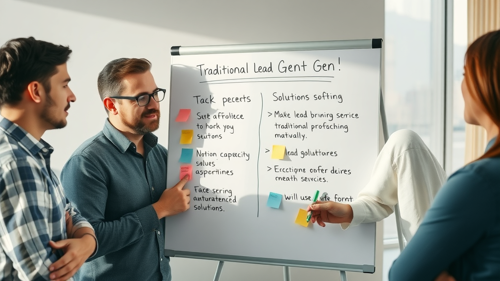 professional service team reviewing traditional lead generation versus automated solutions for service businesses