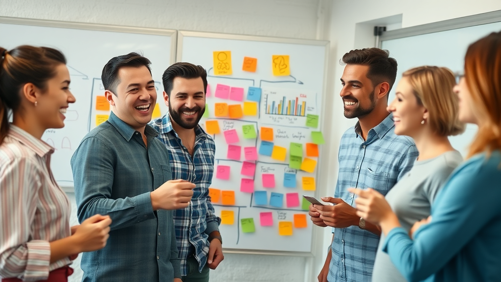 Creative team brainstorming solutions to reduce drop off rate and abandonment rate