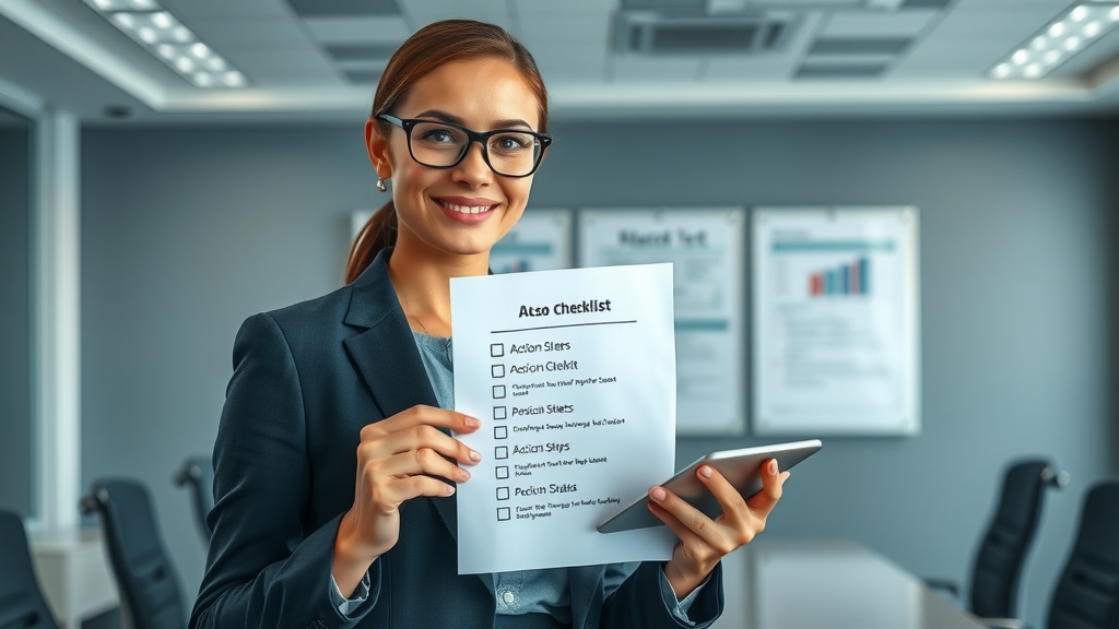 Business professional holding checklist to reduce customer drop-off rates and boost conversion rate