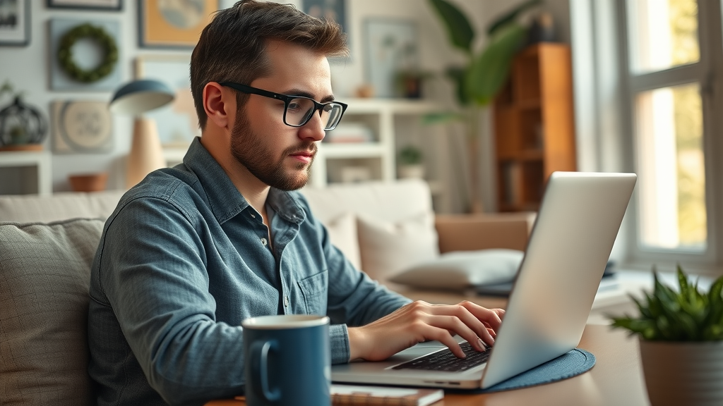 Tech-savvy home service business owner updating website for optimal local lead generation