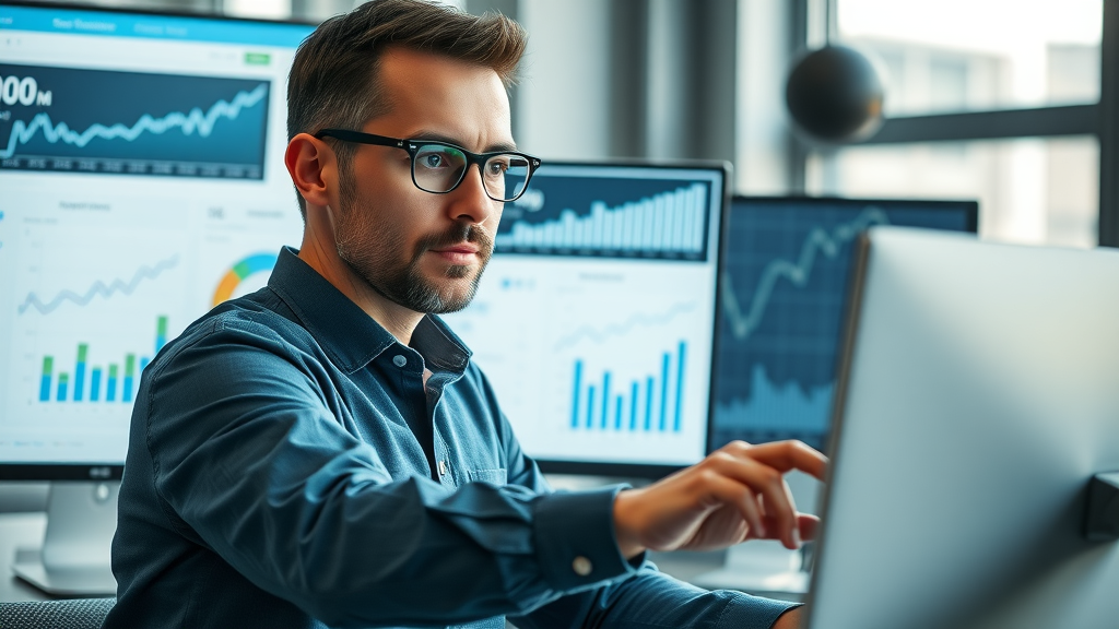 Professional digital marketer reviewing google ad and lead gen metrics