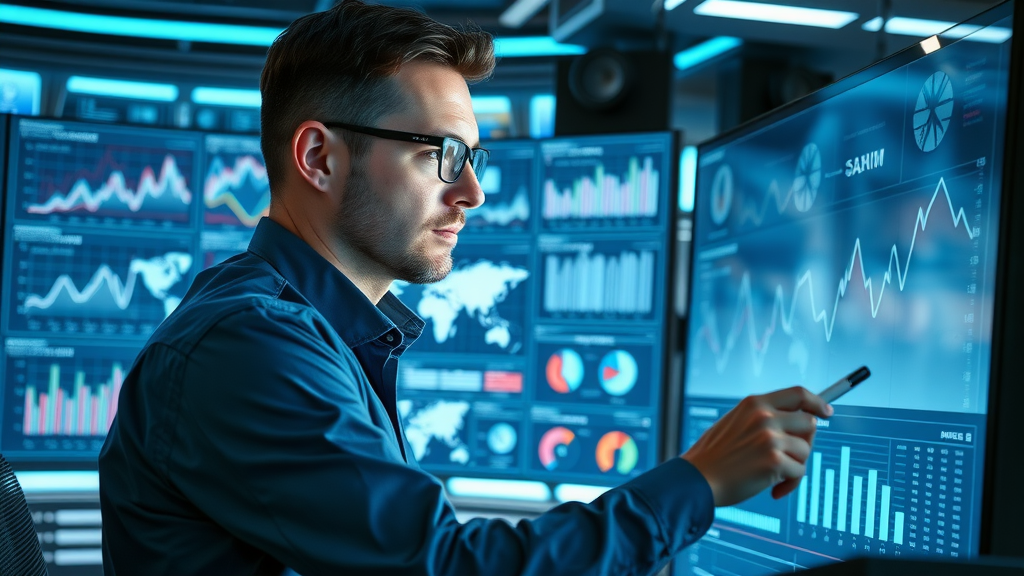 Marketing analyst using analytics dashboard to optimize home service lead generation strategy