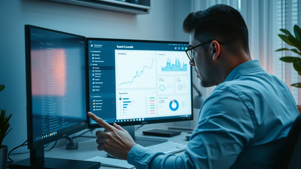 user checking Google Search Console for website traffic trends and technical data analysis