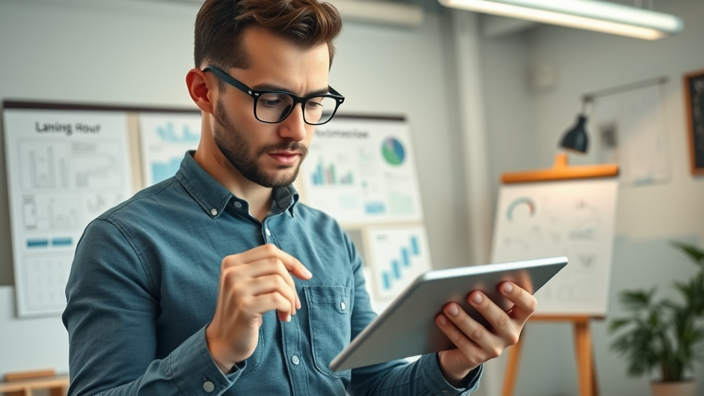 Modern web designer reviewing an effective landing page for maximum conversion