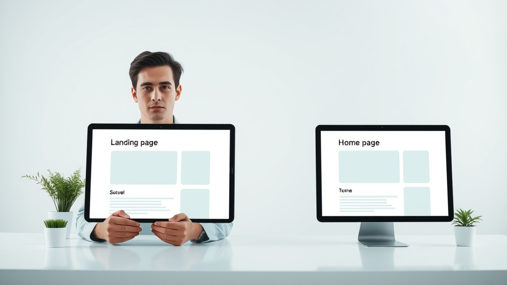 Infographic comparing landing page and home page for landing pages that convert website visitors