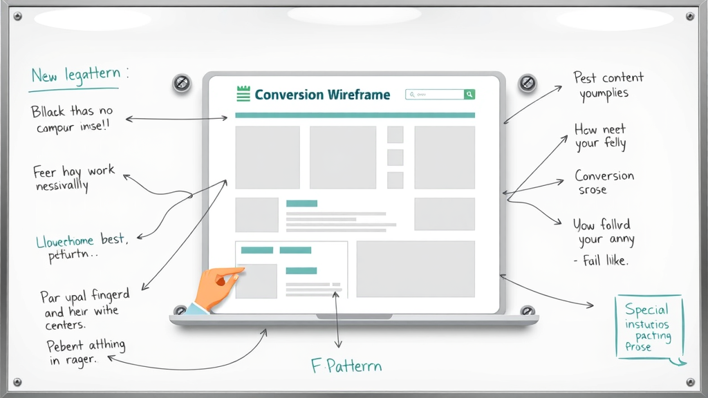 Conversion-focused landing page design layout with F-pattern and content sections landing pages that convert website visitors