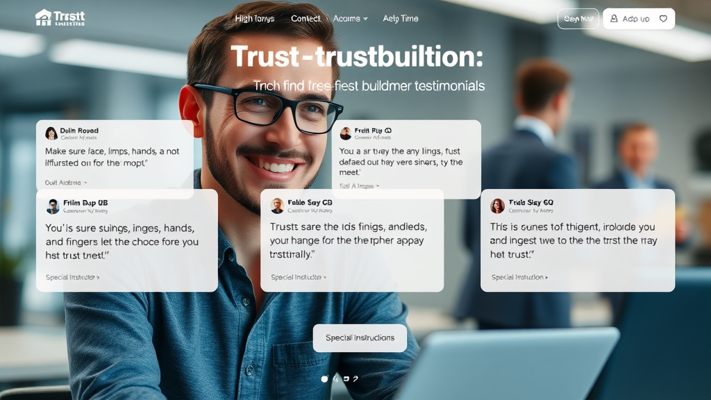 Customer testimonials and trust badges on modern landing page interface for landing pages that convert website visitors