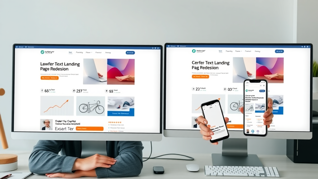 Before and after redesign of converting landing pages that improve website visitor conversion