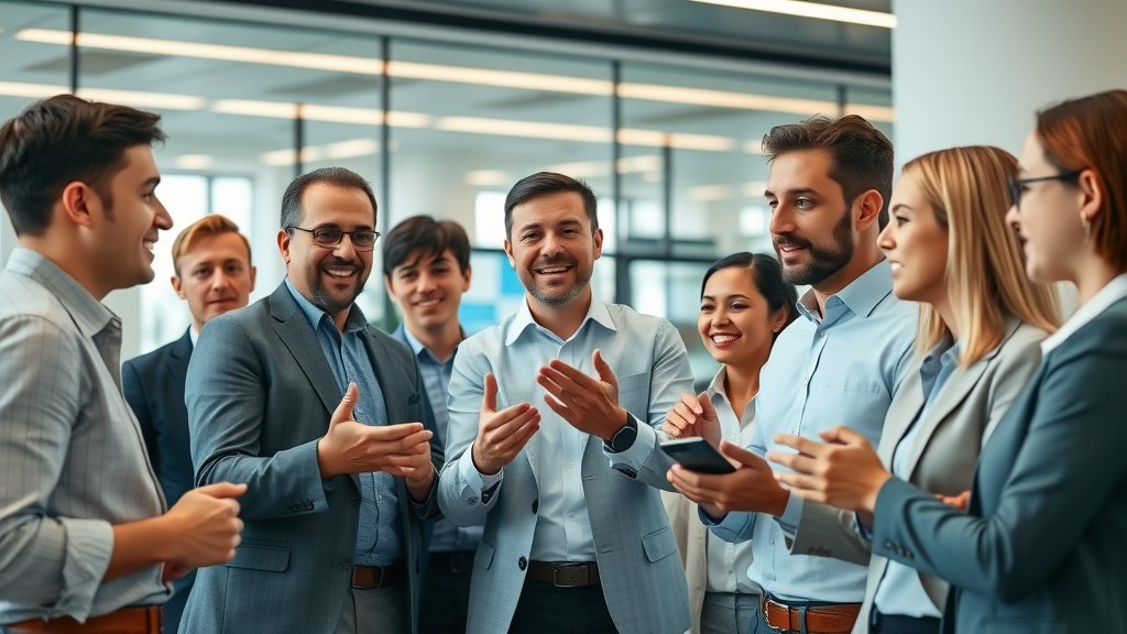 dynamic group of professionals in a modern office strategizing social media lead generation