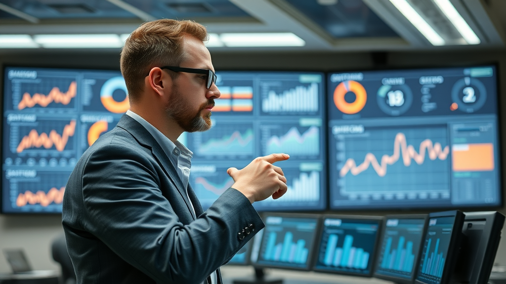 data analyst reviewing social media lead generation metrics on dashboard