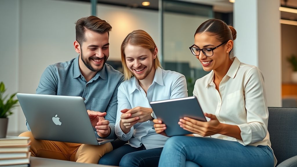 inspirational small business owners planning their digital marketing strategy, online presence