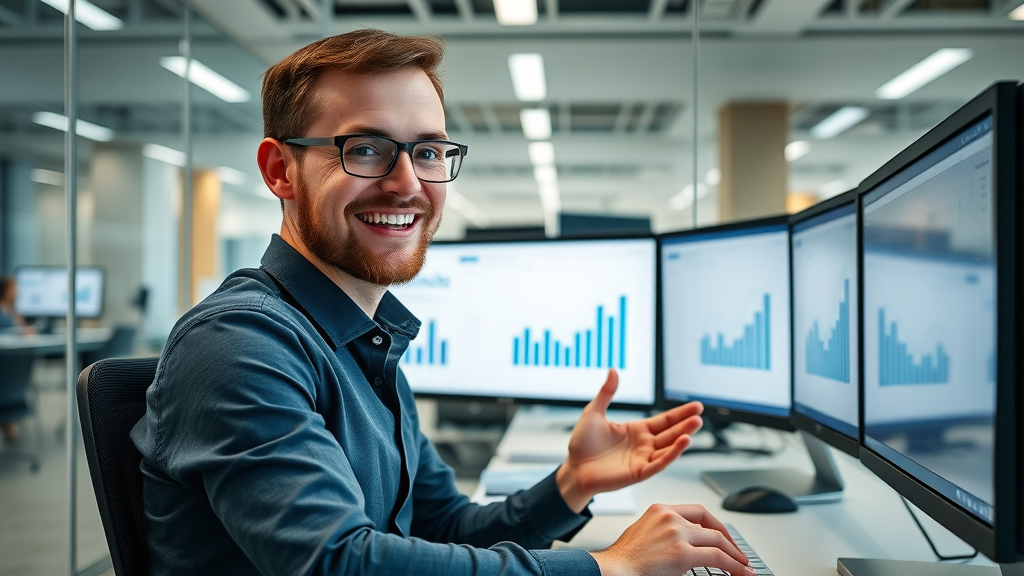 marketer analyzing A/B test results on landing pages for increased conversion rates