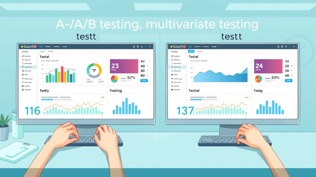 side-by-side dashboards comparing A/B split test with multivariate testing for landing pages