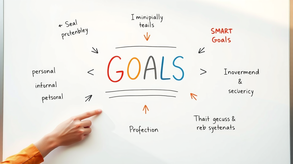 Infographic illustrating types of goals: personal, performance, and SMART goals