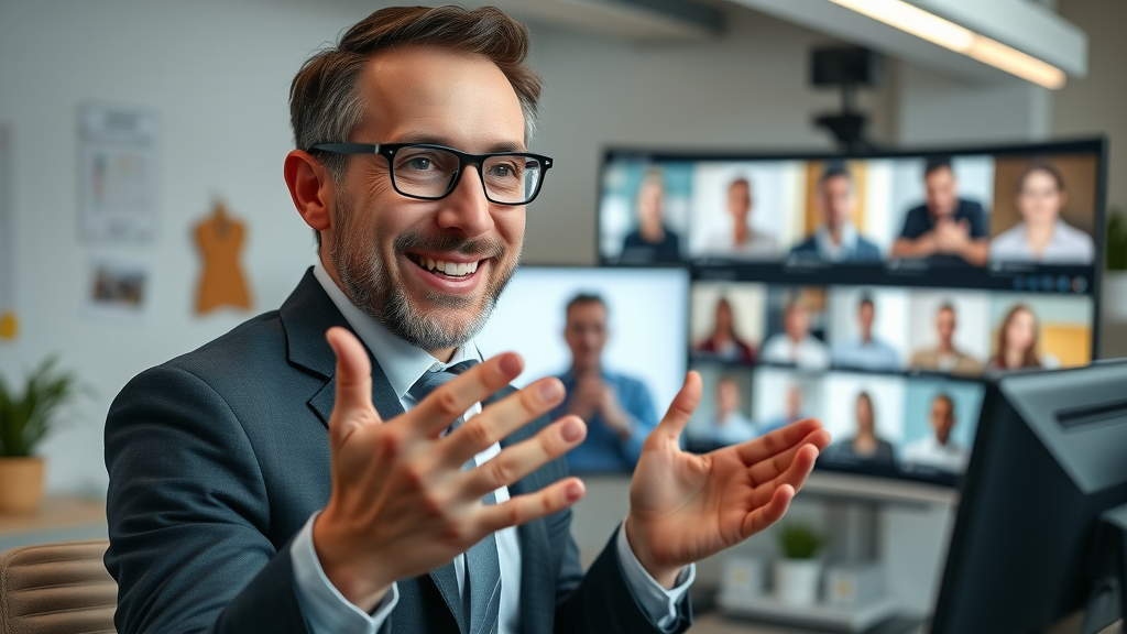 Business presenter hosting an engaging B2B webinar for virtual lead generation