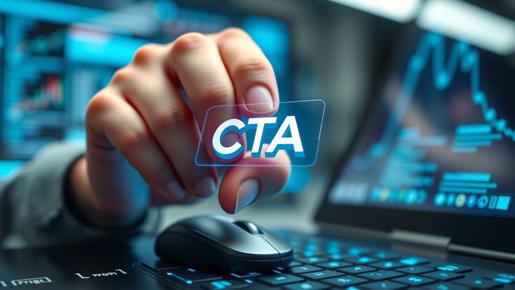 close-up of a vibrant CTA button, eager user hand hovering, anticipation, call to action strategies