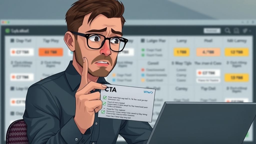 web marketer reviewing CTA mistakes, blurred buttons, call to action strategies