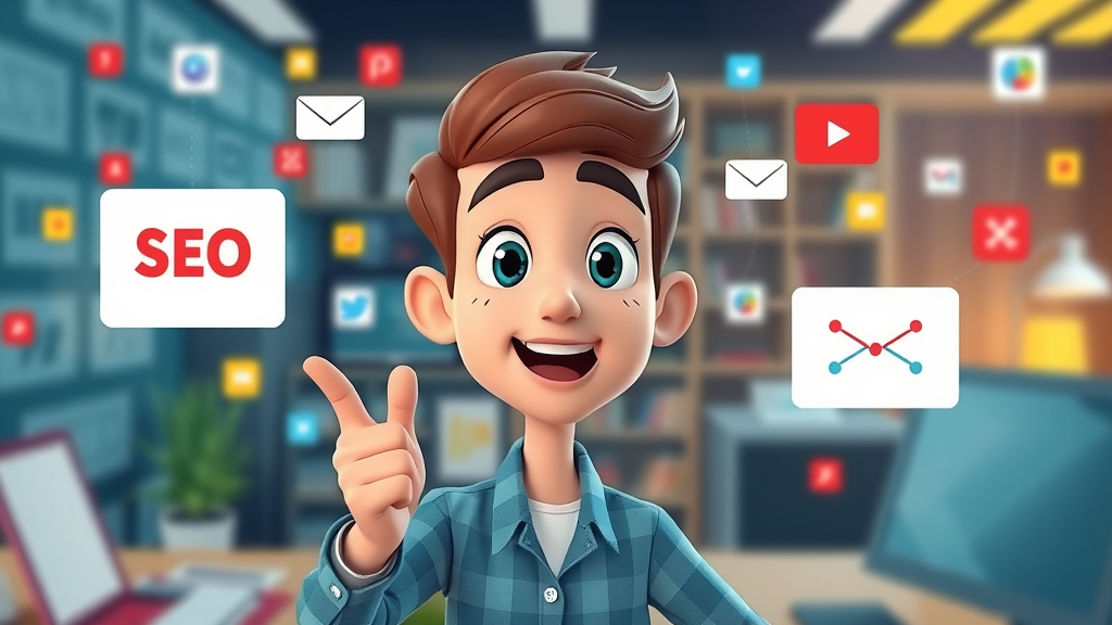 dynamic infographic of digital marketing channels including SEO, email marketing, social media, and content for an effective digital marketing strategy