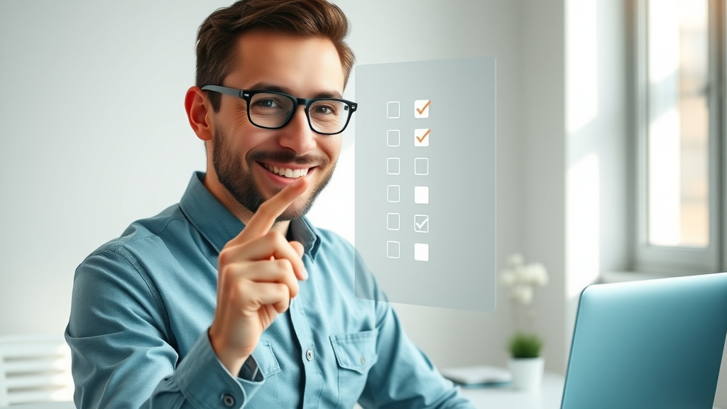 digital marketing specialist checking items off a digital checklist for campaign tracking