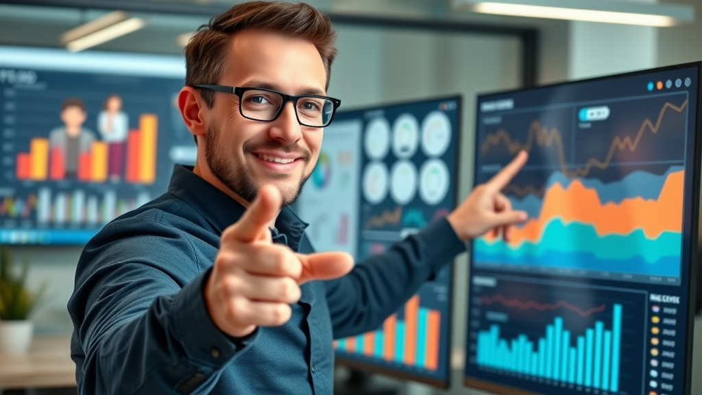 inspirational digital marketer optimizing analytics dashboard for engagement on social media