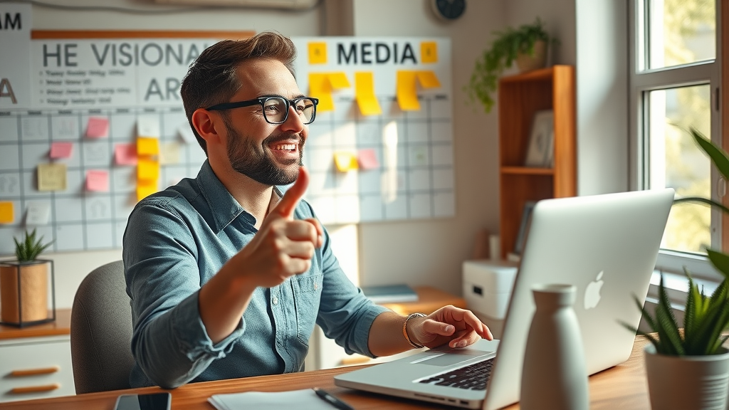 motivated entrepreneur planning social media engagement calendar for maximum results