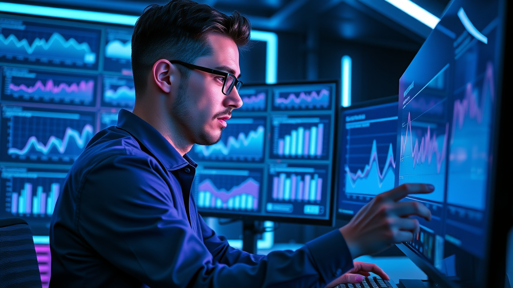 Digital marketer analyzing social media analytics dashboard for small businesses