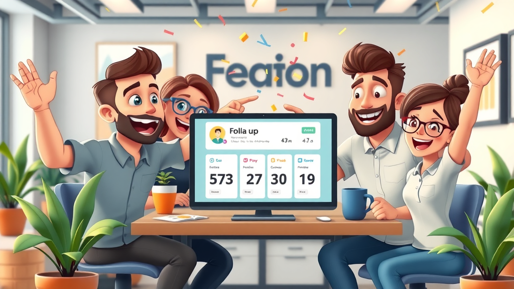 Start-up team celebrating growth from social media, media platforms for small businesses