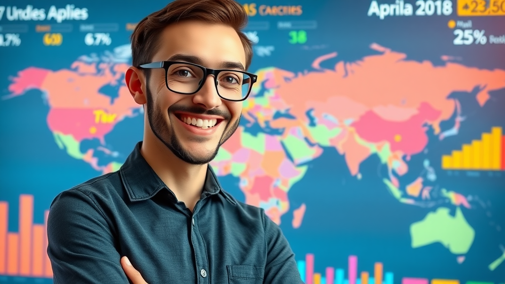 confident data analyst mapping audience demographics for social media engagement, highly detailed with global data points and interactive visualizations