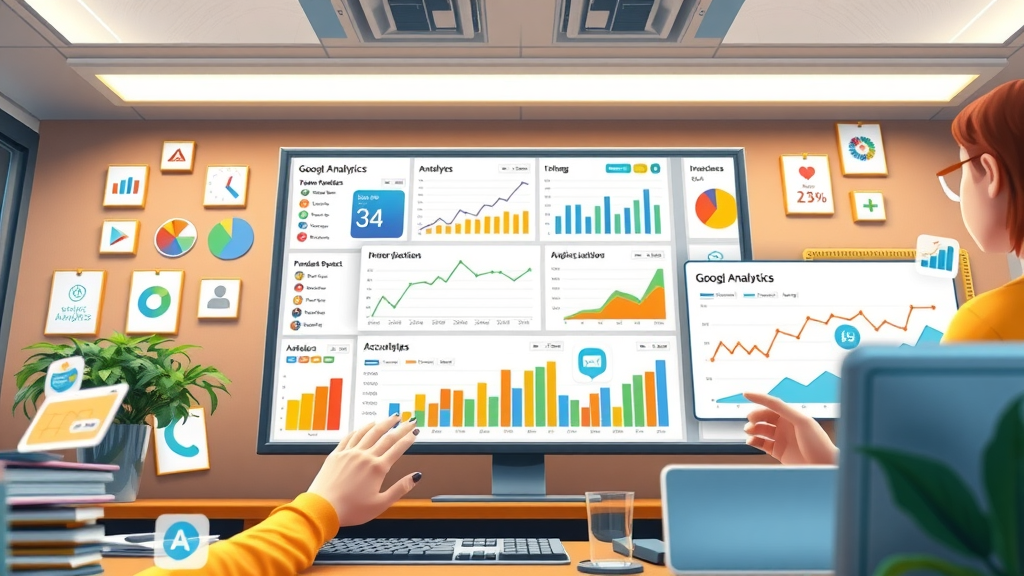 Animated dashboard of Google Analytics reports for small businesses—audience, acquisition, and behavior insights