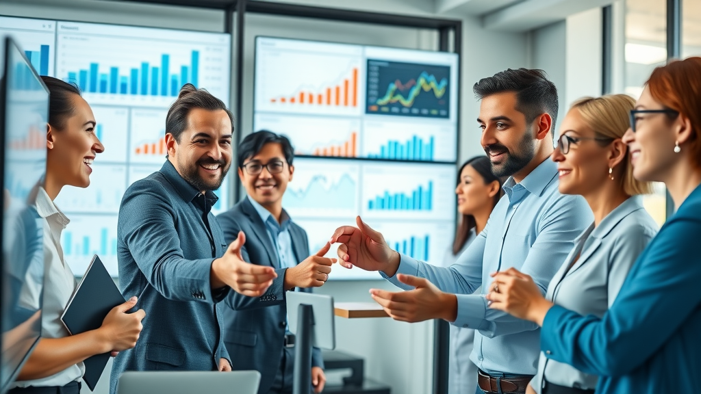 diverse business team analyzing social media dashboards for quality lead generation, digital marketing strategies for lead generation