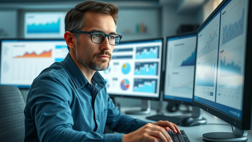 Business analyst analyzing marketing funnel data charts with performance metrics, demonstrating insights on how to build a marketing funnel for business growth