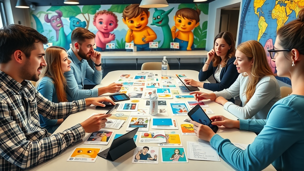 Creative team creating social media marketing content