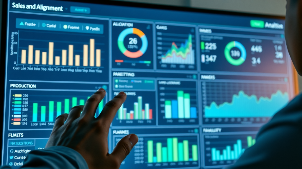 Modern dashboard displaying sales and marketing funnel analytics and alignment